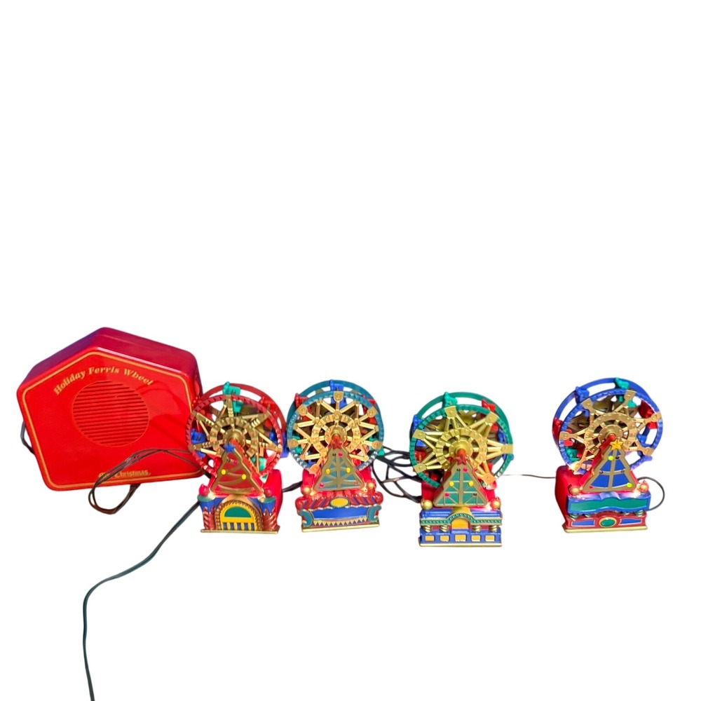 Mr. Christmas Holiday Ferris Wheel Animated Musical Light Show 4 Wheels Vintage